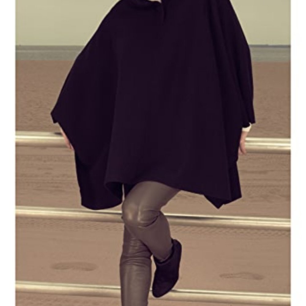 Vince 100% Wool Black Turtleneck Poncho Cape